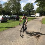 Supporter doing triathlon