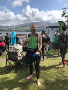 Supporter doing triathlon
