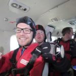 Supporters inside plane for fundraising sky dive
