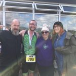 People celebrate completing triathlon