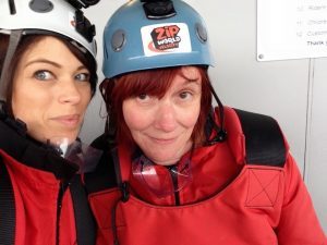 Person on zip line fundraiser