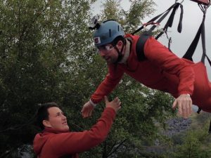 Person on zip line fundraiser